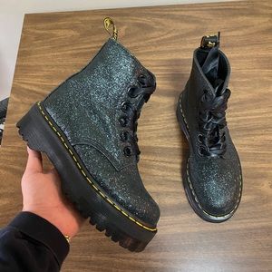 Dr martens molly glitter platform green size 8